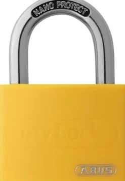 ABUS Zylindervorhangschloss T65AL/40 gelb Lock-Tag Schlossk.-B.43mm Alu.versch.-schl. - 80284 3