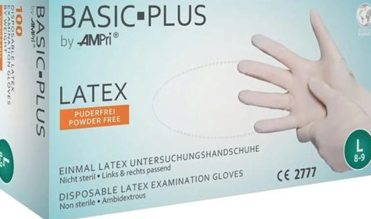 AMPri 100x Einweghandschuhe Basic Plus Gr. L hellbeige Latex - 01039-L