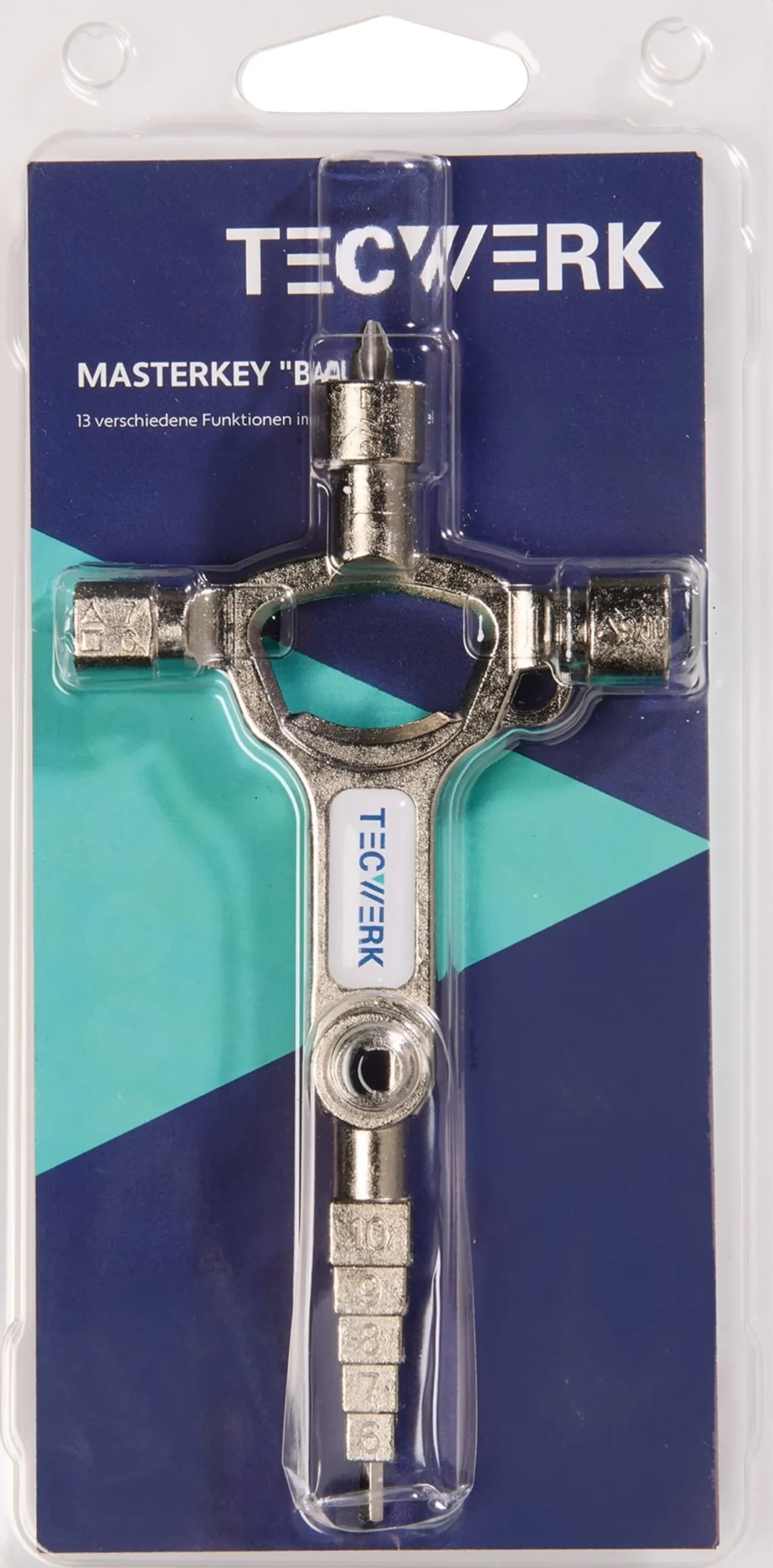 Bau-Schaltschrankschlüssel 13 Funktionen integr.Flaschenöffner TECWERK