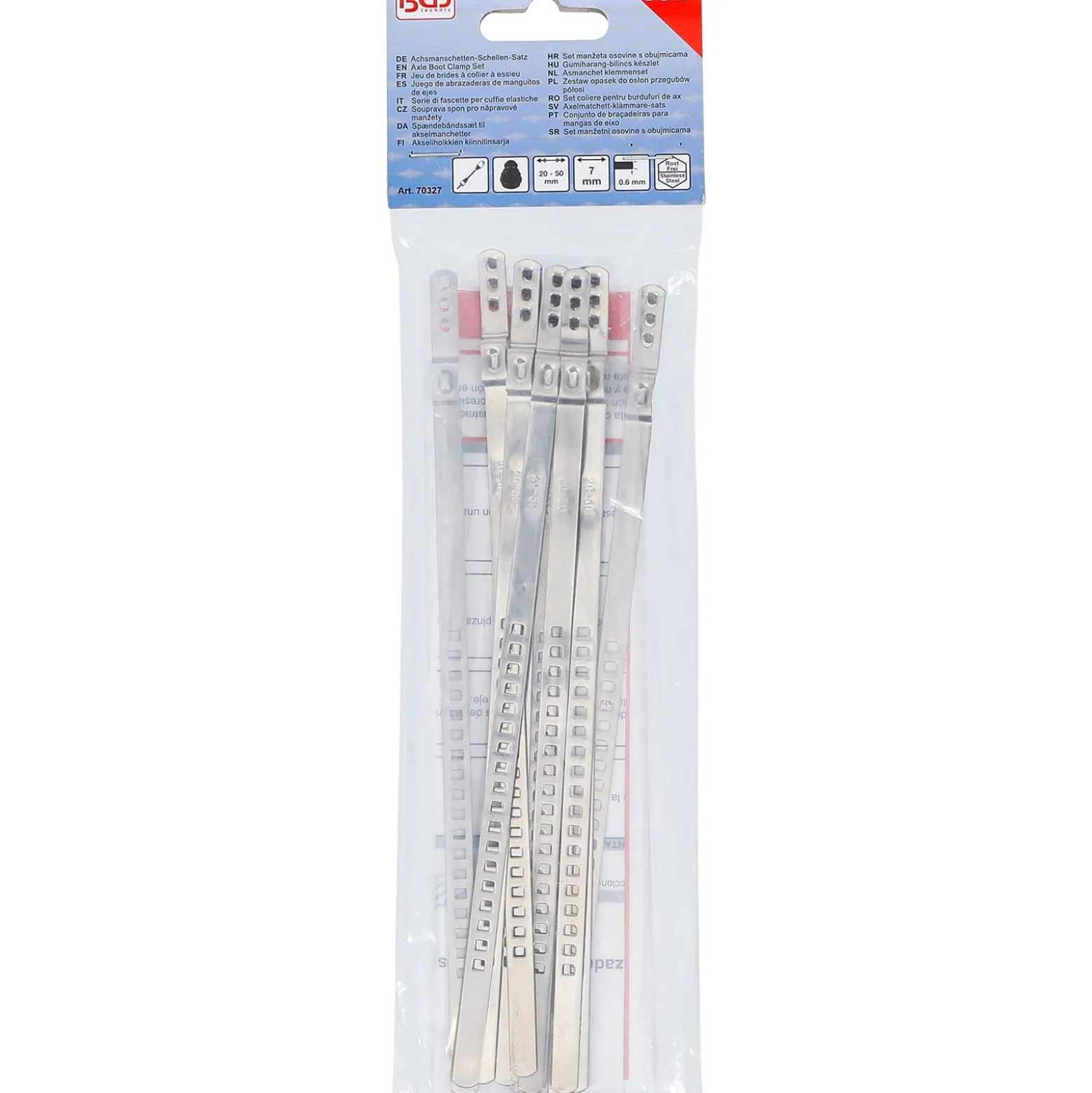 BGS Achsmanschetten-Schellen-Satz Edelstahl rostfrei 7 mm 20 - 50 mm 10tlg. - 70327