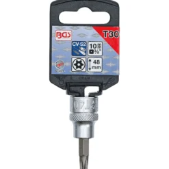 BGS Bit-Einsatz Antrieb Innenvierkant 10 mm (3/8") T-Profil (für Torx) mit Bohrung T30 - 2574