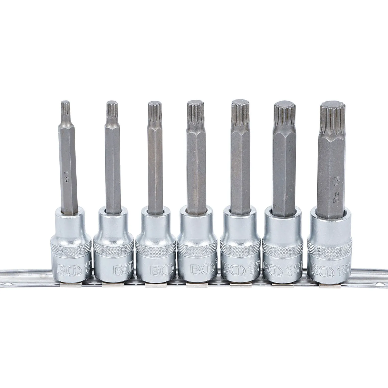 BGS Bit-Einsatz-Satz Antrieb Innenvierkant 12,5 mm (1/2") Innenvielzahn (für XZN) M5 - M14 7tlg. - 5175