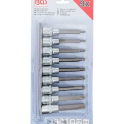 BGS Bit-Einsatz-Satz Antrieb Innenvierkant 12,5 mm (1/2") T-Profil (für Torx) mit Bohrung 9tlg. - 5178
