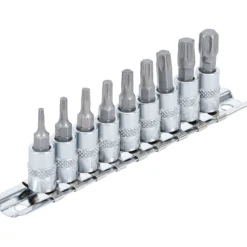 BGS Bit-Einsatz-Satz Antrieb Innenvierkant 6,3 mm (1/4") T-Profil (für Torx) T10 - T50 9tlg. - 2164