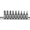 BGS Bit-Einsatz-Satz Antrieb Innenvierkant 6,3 mm (1/4") T-Profil (für Torx) mit Bohrung T10 - T50 9tlg. - 2165