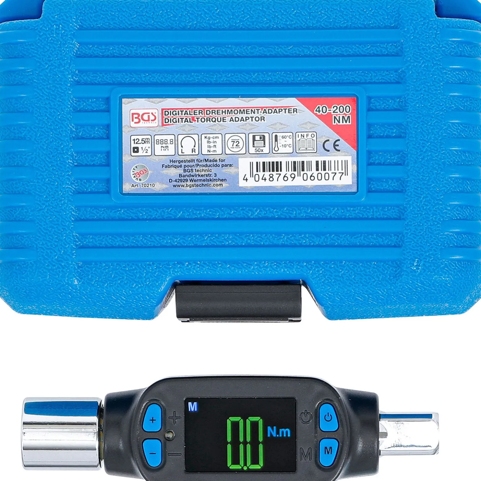 BGS Digitaler Drehmoment-Adapter 12,5 mm (1/2") 40 - 200 Nm - 70210