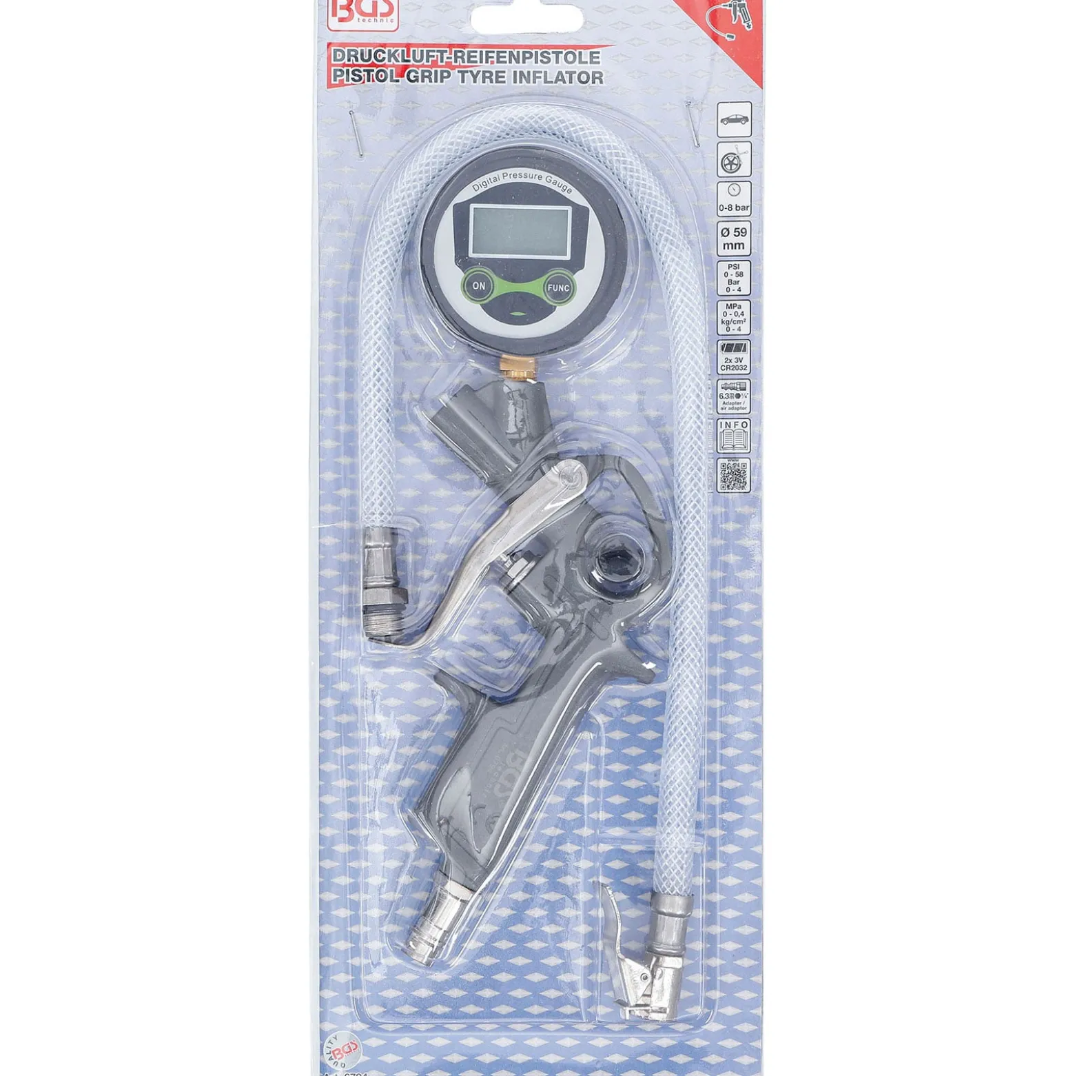 BGS Druckluft-Reifenfüllpistole digital 0 - 8 bar - 6794