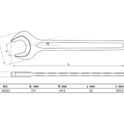 BGS Einmaulschlüssel DIN 894 SW 22 mm - 34222
