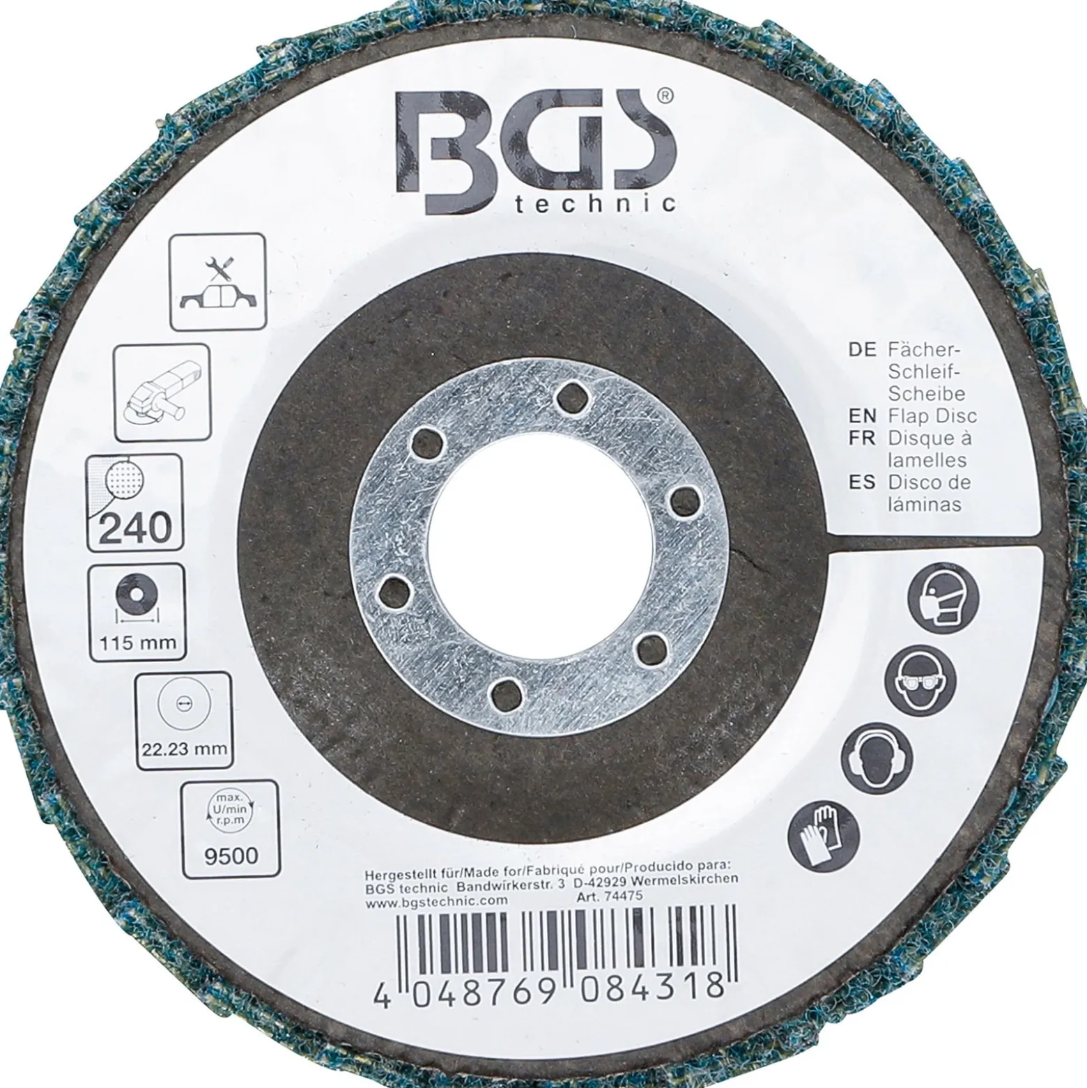BGS Fächer-Schleif-Scheibe Vlies Ø 115 mm Körnung 240 - 74475