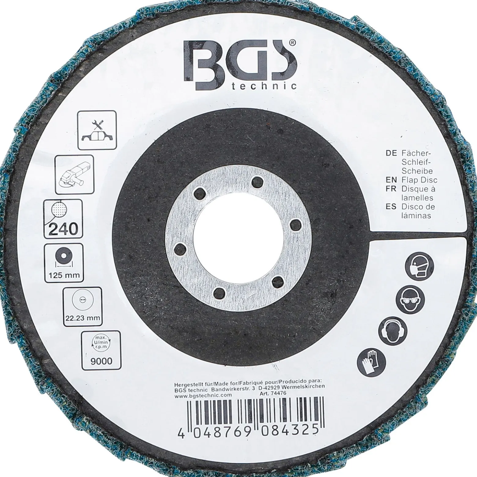 BGS Fächer-Schleif-Scheibe Vlies Ø 125 mm Körnung 240 - 74476