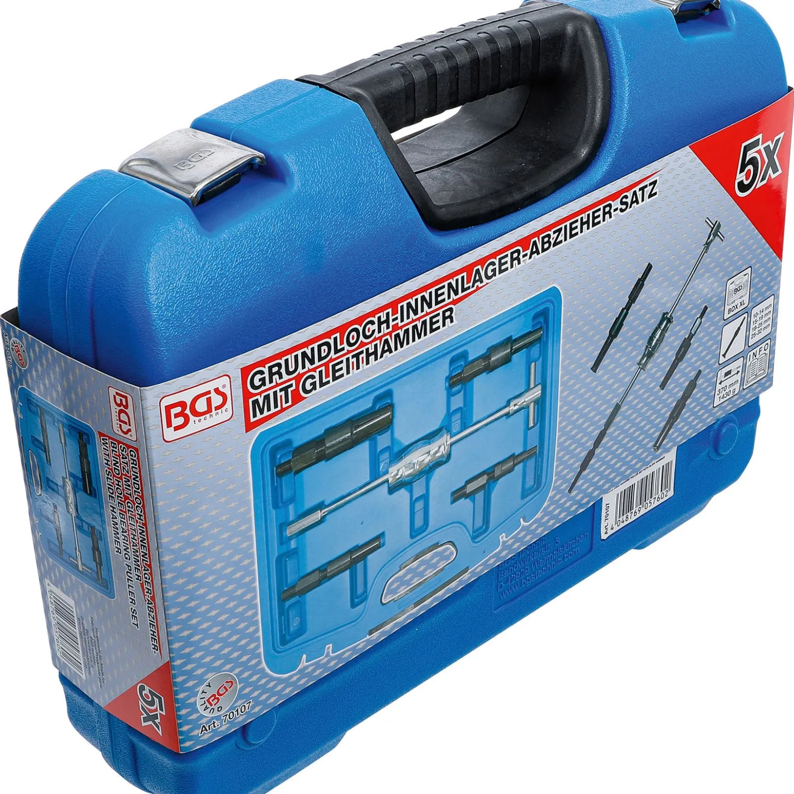 BGS Grundloch-Innenlager-Abzieher-Satz mit Gleithammer 5tlg. - 70107