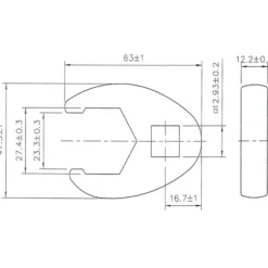 BGS Hahnenfußschlüssel Antrieb Innenvierkant 12,5 mm (1/2") SW 27 mm - 1757-27
