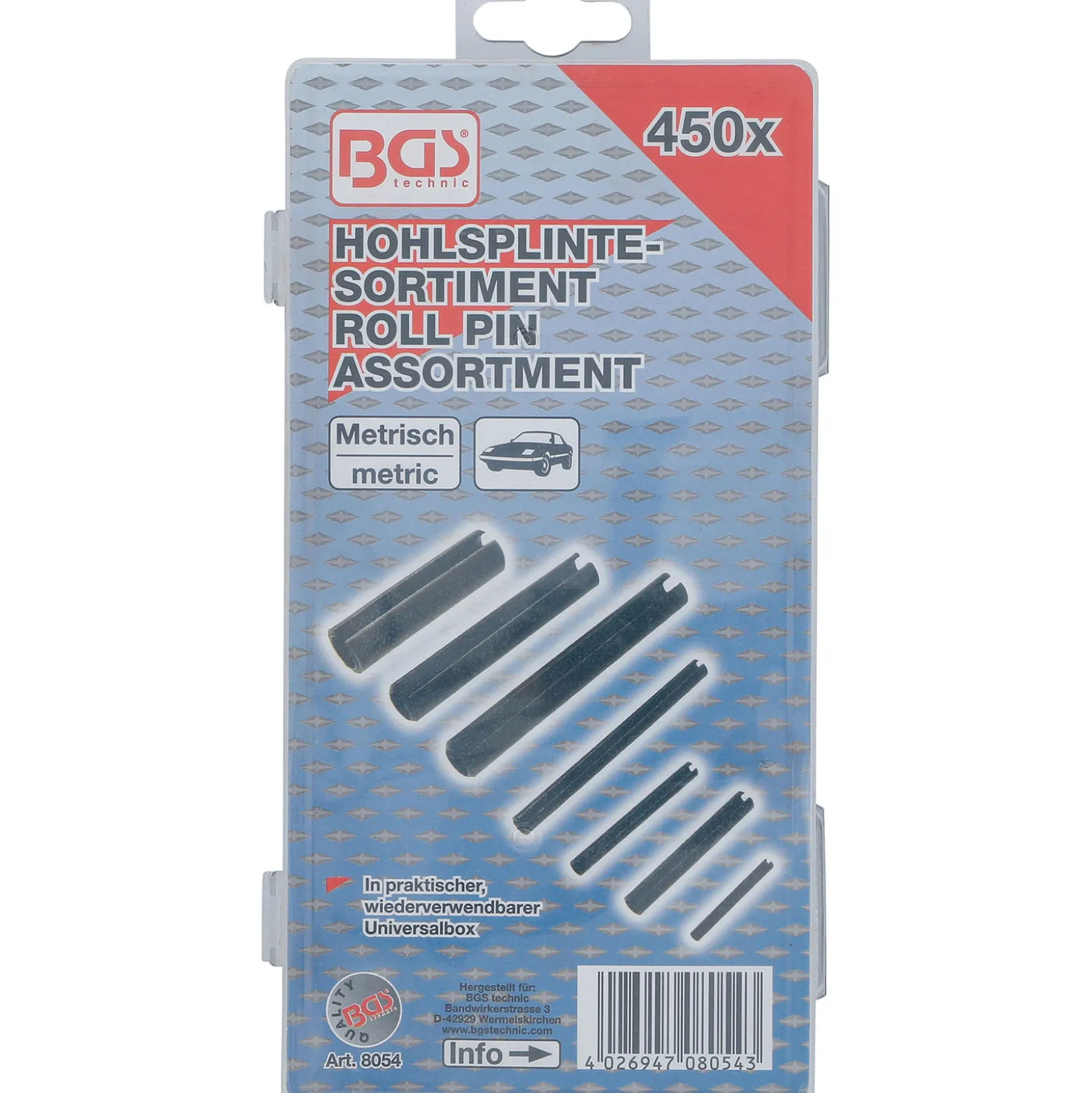BGS Hohlsplinte-/Federstifte-Sortiment 450tlg. - 8054