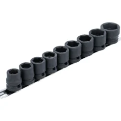 BGS Kraft-Steckschlüssel-Einsatz-Satz Sechskant, extra flach Antrieb Innenvierkant 12,5 mm (1/2") SW 13 - 24 mm 9tlg. - 9551