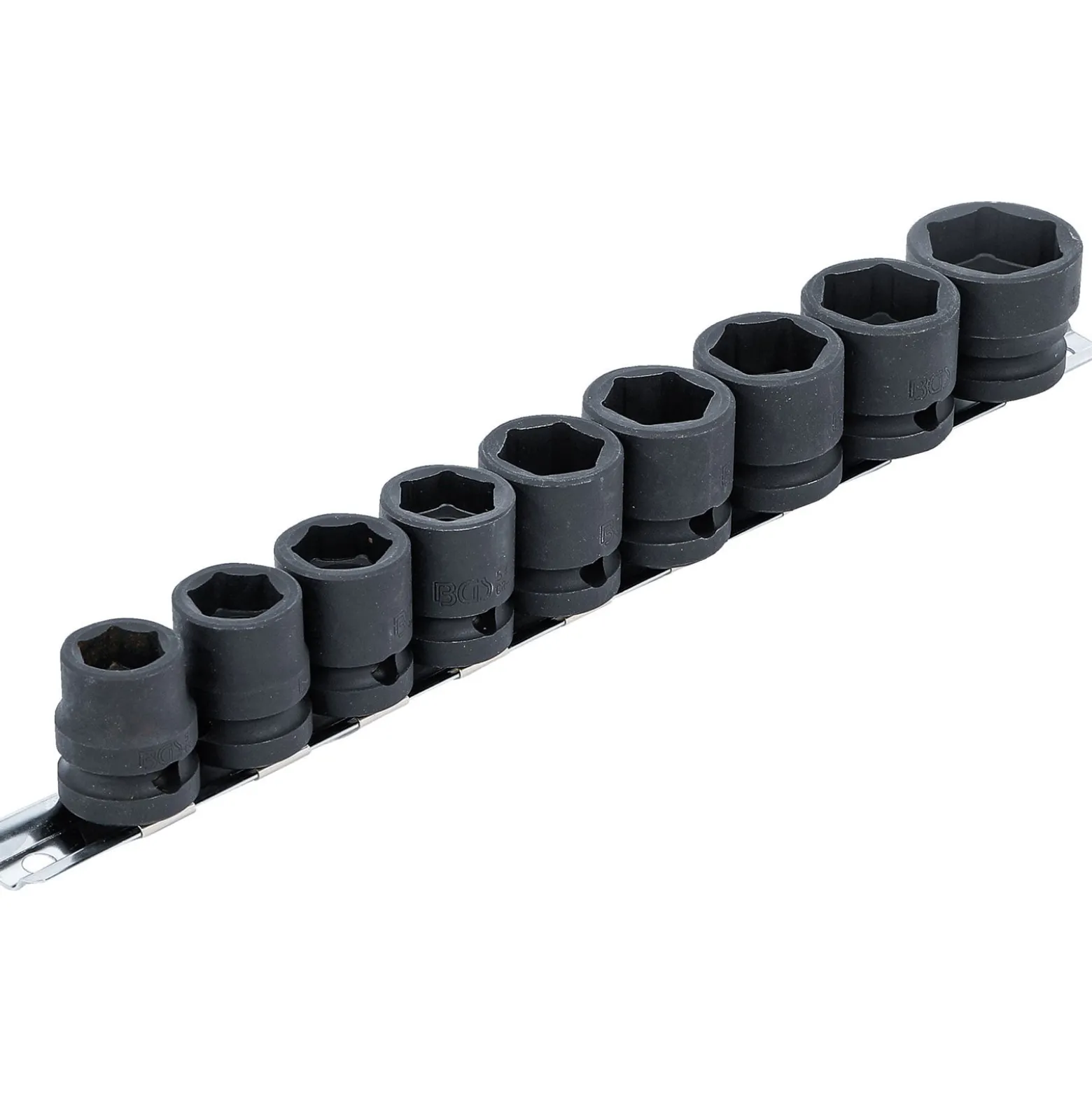 BGS Kraft-Steckschlüssel-Einsatz-Satz Sechskant, extra flach Antrieb Innenvierkant 12,5 mm (1/2") SW 13 - 24 mm 9tlg. - 9551