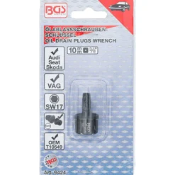 BGS Ölablassschrauben-Spezialprofil-Bit-Einsatz Antrieb Innenvierkant 10 mm (3/8") für VAG - 9424