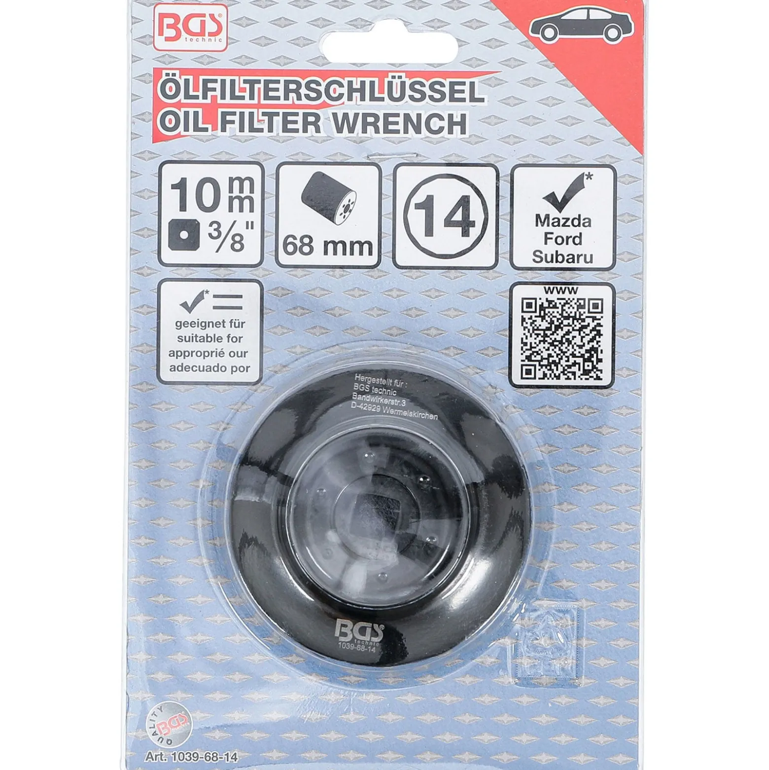 BGS Ölfilterschlüssel 14-kant Ø 68 mm für Ford / Mazda / Subaru - 1039-68-14