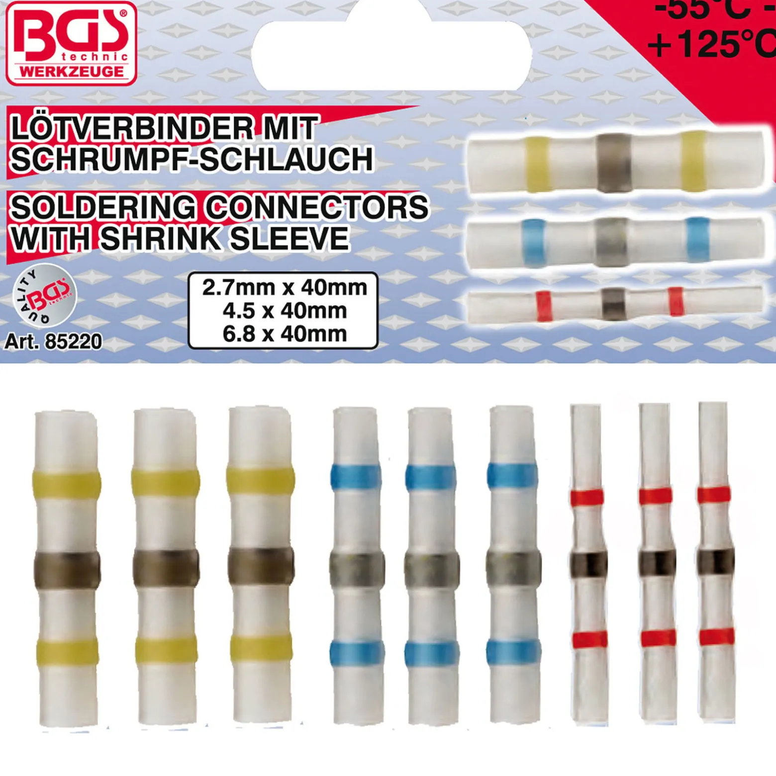 BGS Lötverbinder-Sortiment mit Schrumpfschlauch 9tlg. - 85220