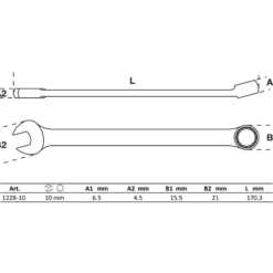 BGS Maul-Ringschlüssel extra lang SW 10 mm - 1228-10