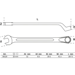 BGS Maul-Ringschlüssel gekröpft SW 20 mm - 30120