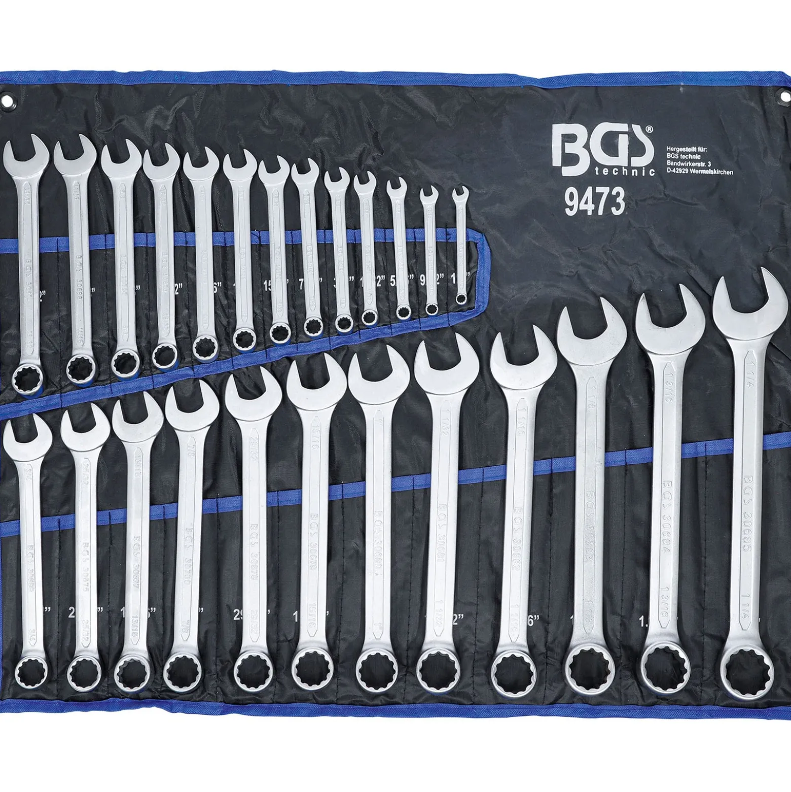 BGS Maul-Ringschlüssel-Satz Zollgrößen SW 1/4" - 1.1/4" 25tlg. - 9473