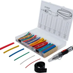 BGS Mini-Heißgasbrenner mit Schrumpfschlauch-Sortiment farbig mit Piezo-Zündung 162tlg. - 70143