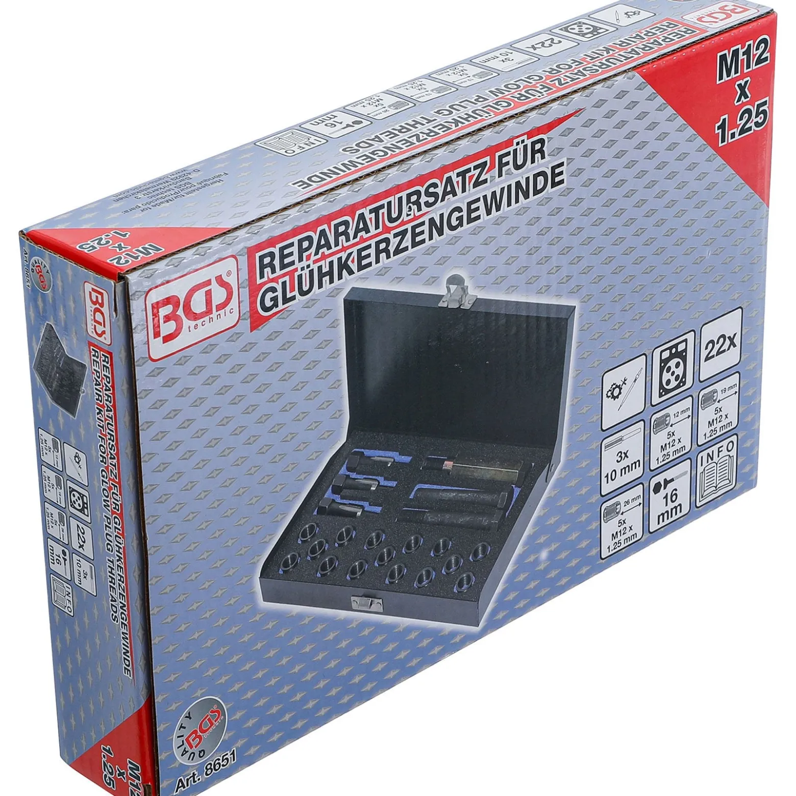 BGS Reparatursatz für Glühkerzengewinde M12 x 1,25 - 8651