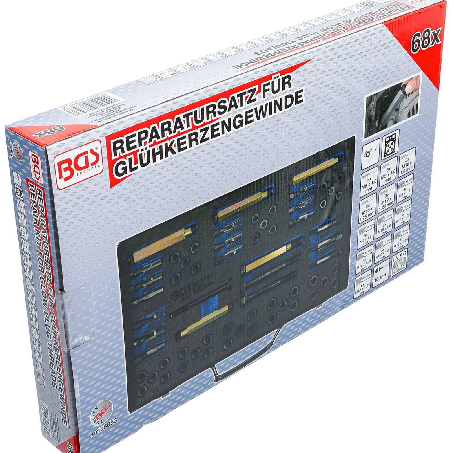 BGS Reparatursatz für Glühkerzengewinde M8 - M9 - M10 - M12 - 8653
