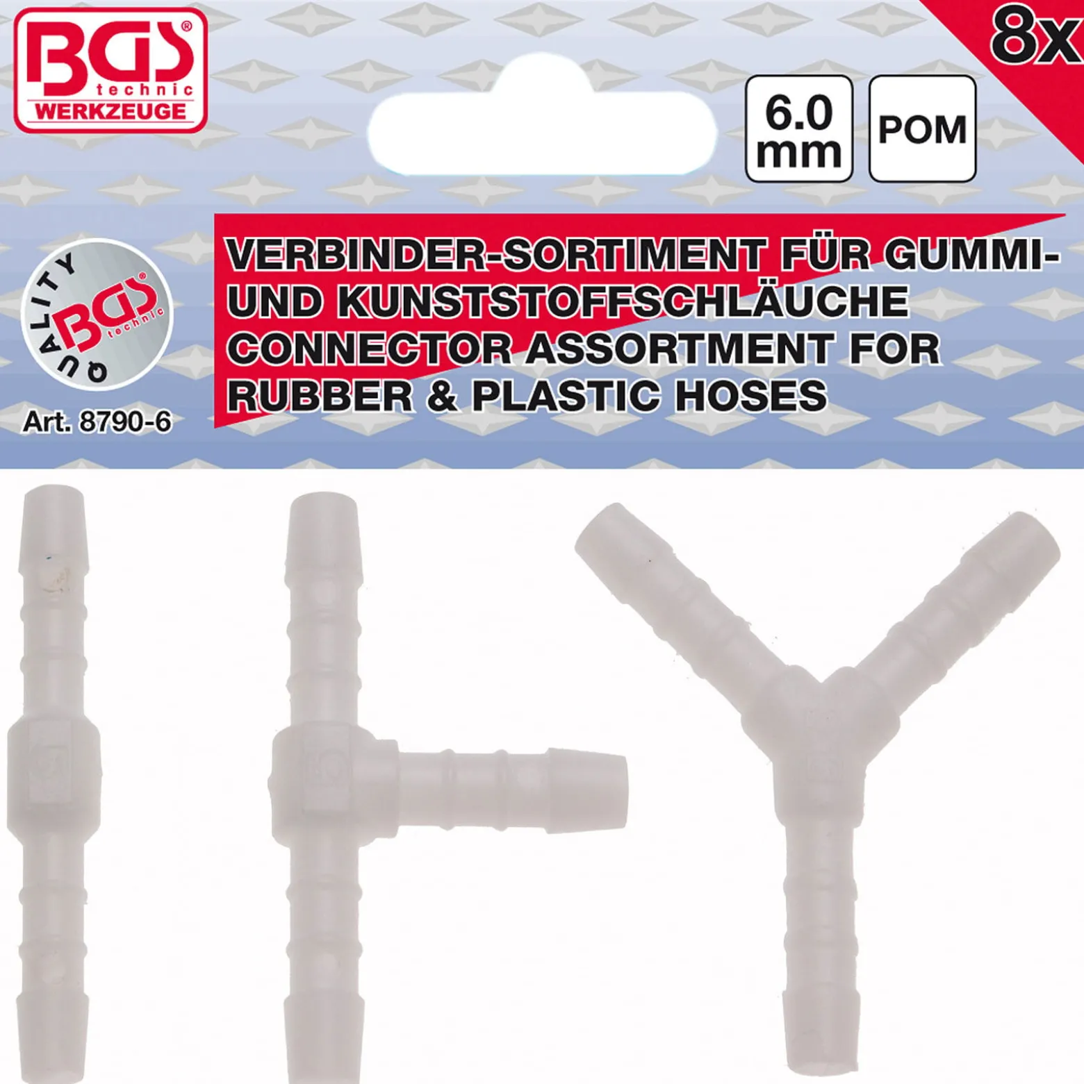 BGS Schlauchverbinder-Sortimente kraftstoffbeständig 6 mm 8 tlg. - 8790-6