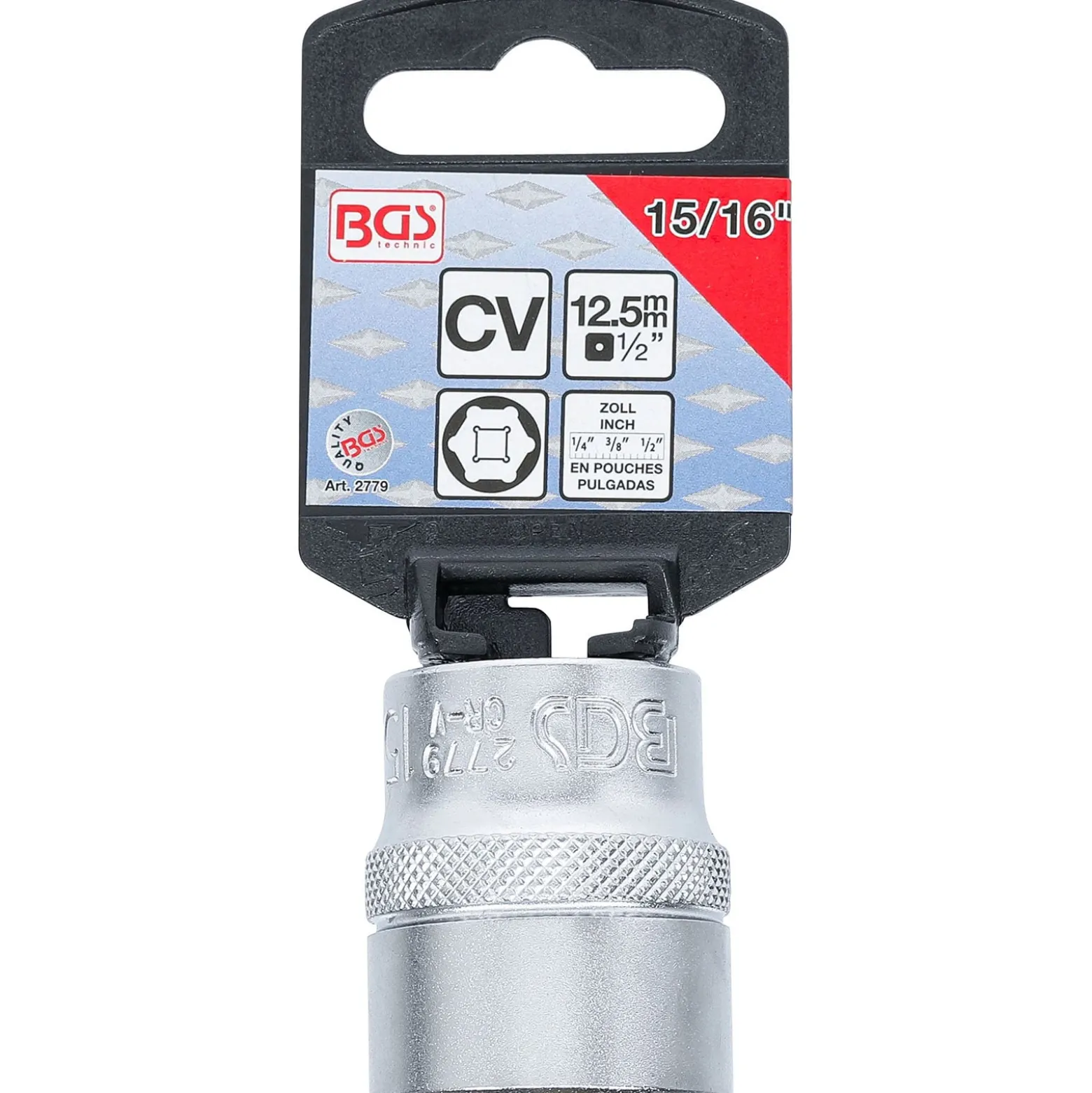 BGS Steckschlüssel-Einsatz Sechskant Antrieb Innenvierkant 12,5 mm (1/2") SW 15/16" - 2779