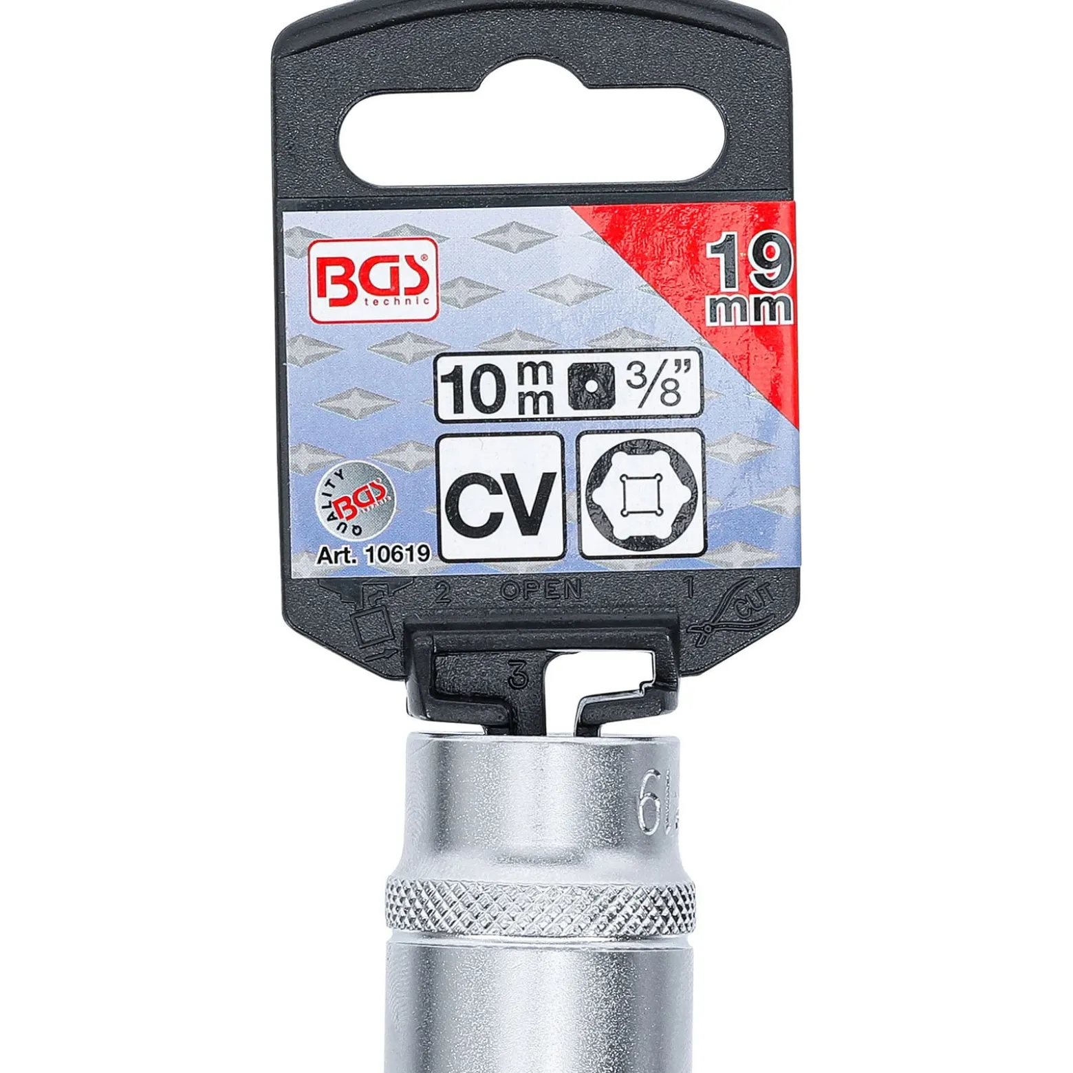 BGS Steckschlüssel-Einsatz Sechskant Antrieb Innenvierkant 10 mm (3/8") SW 19 mm - 10619