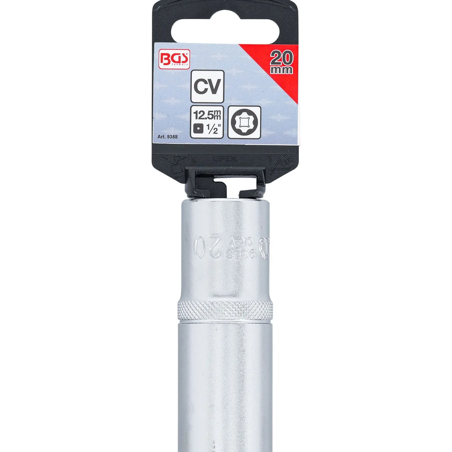 BGS Steckschlüssel-Einsatz Super Lock tief Antrieb Innenvierkant 12,5 mm (1/2") SW 20 mm - 9358