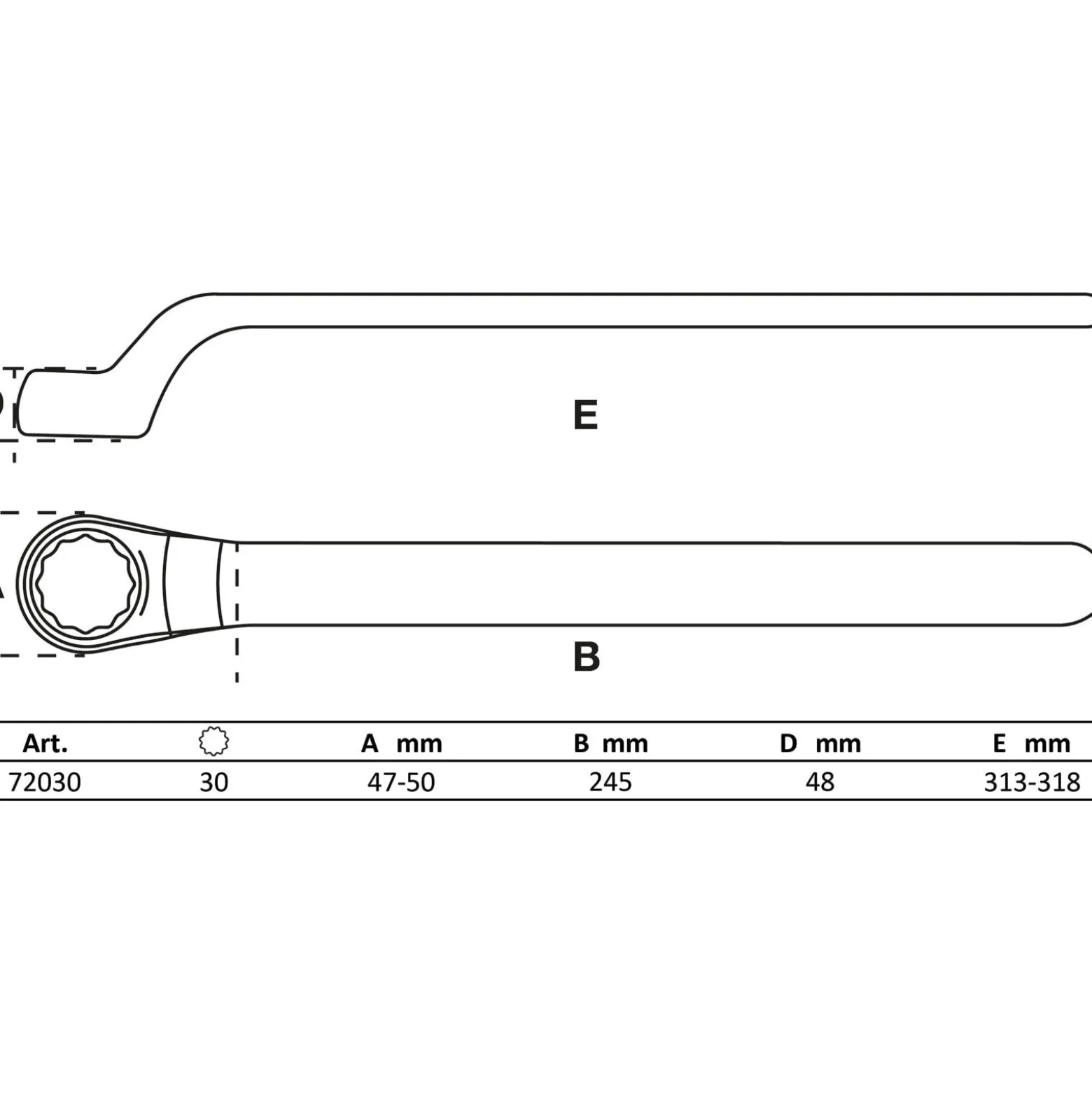 BGS VDE-Einringschlüssel tief gekröpft SW 30 mm - 72030