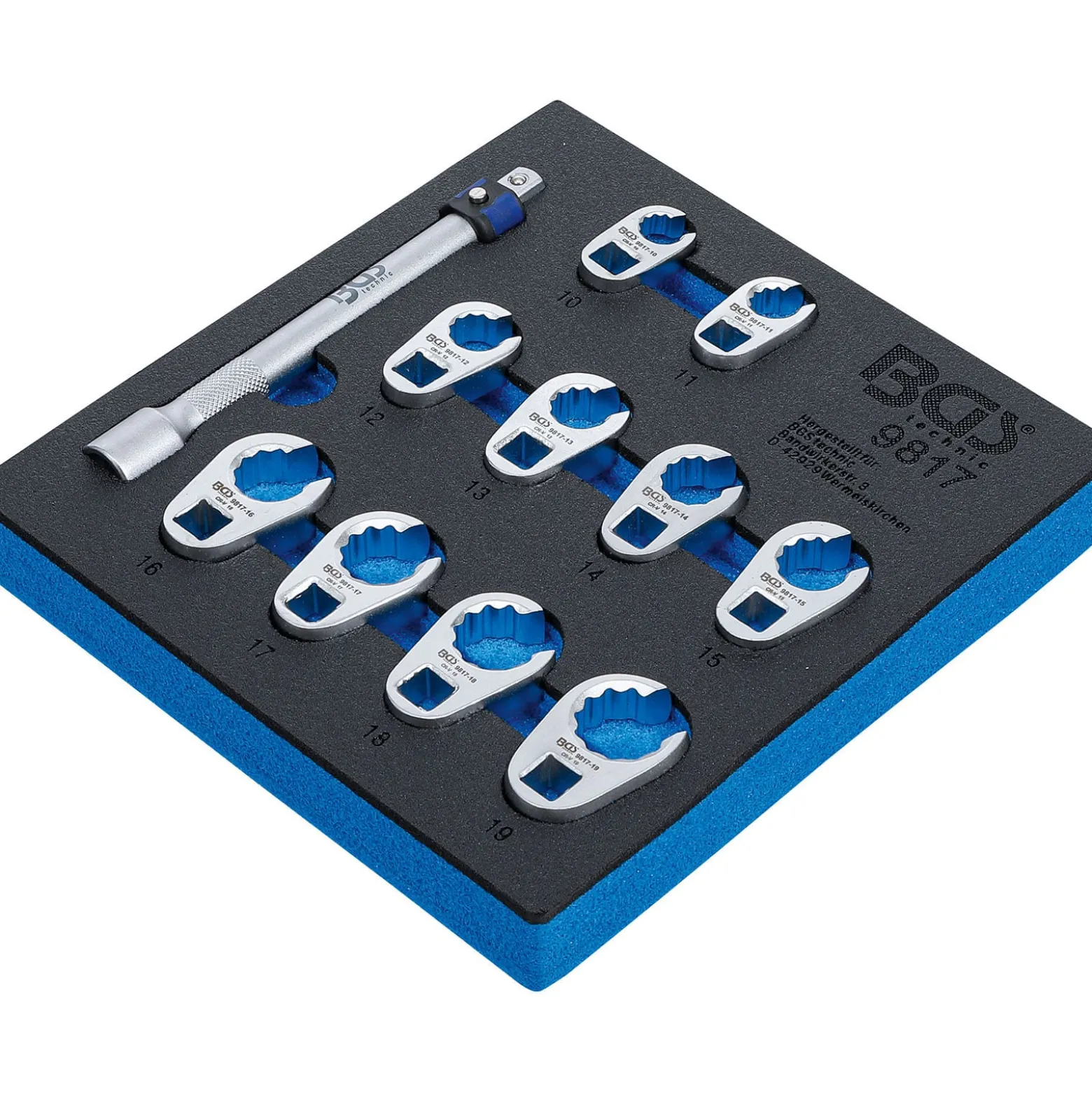 BGS Werkstattwageneinlage 1/6: Hahnenfußschlüssel-Satz SW 10 - 19 mm 10 mm (3/8") 11tlg. - 9817