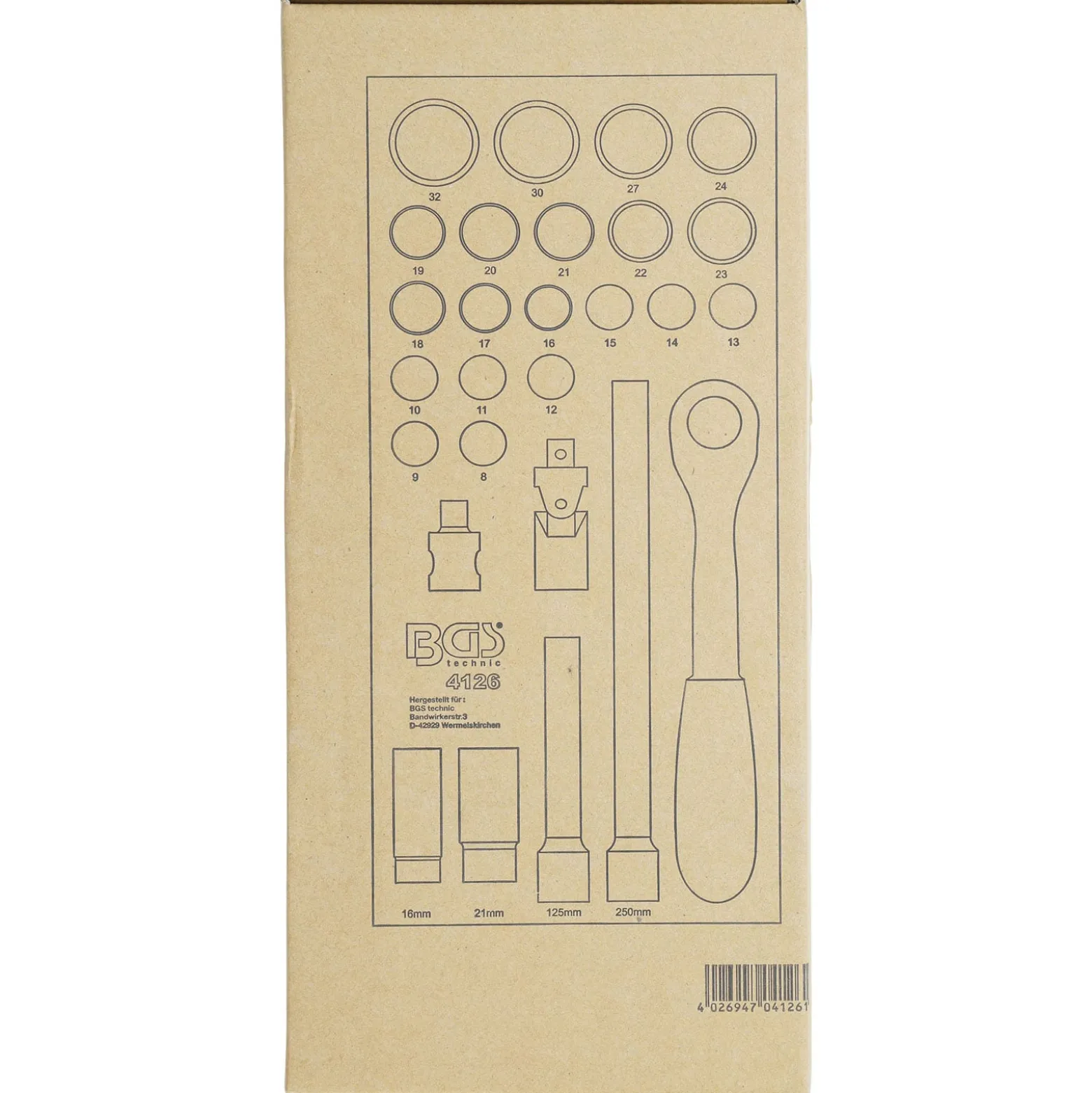 BGS Werkstattwageneinlage 1/3: Steckschlüssel-Satz 12,5 mm (1/2") 27tlg. - 4126