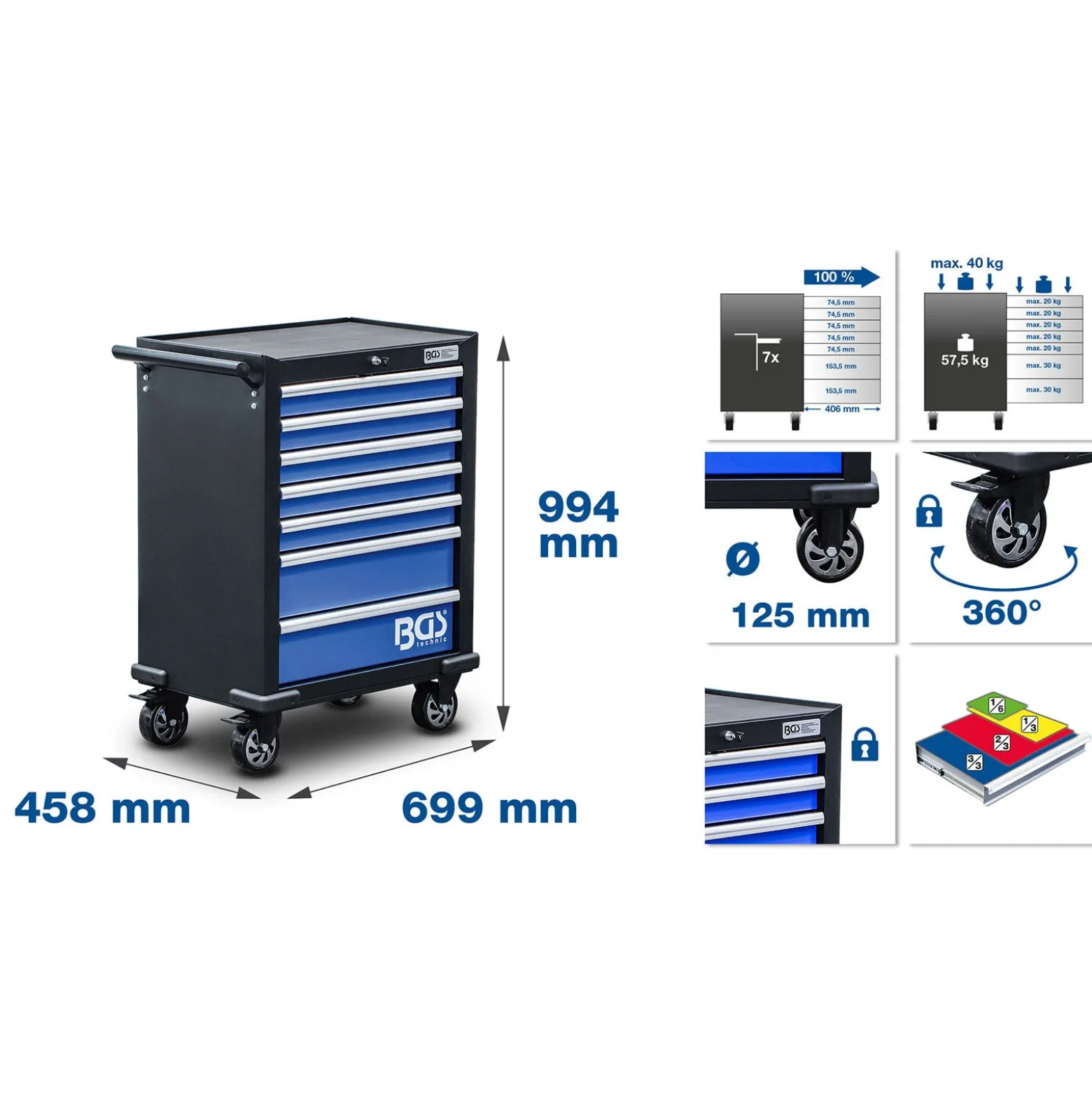 BGS Werkstattwagen 7 Schubladen leer - 4204