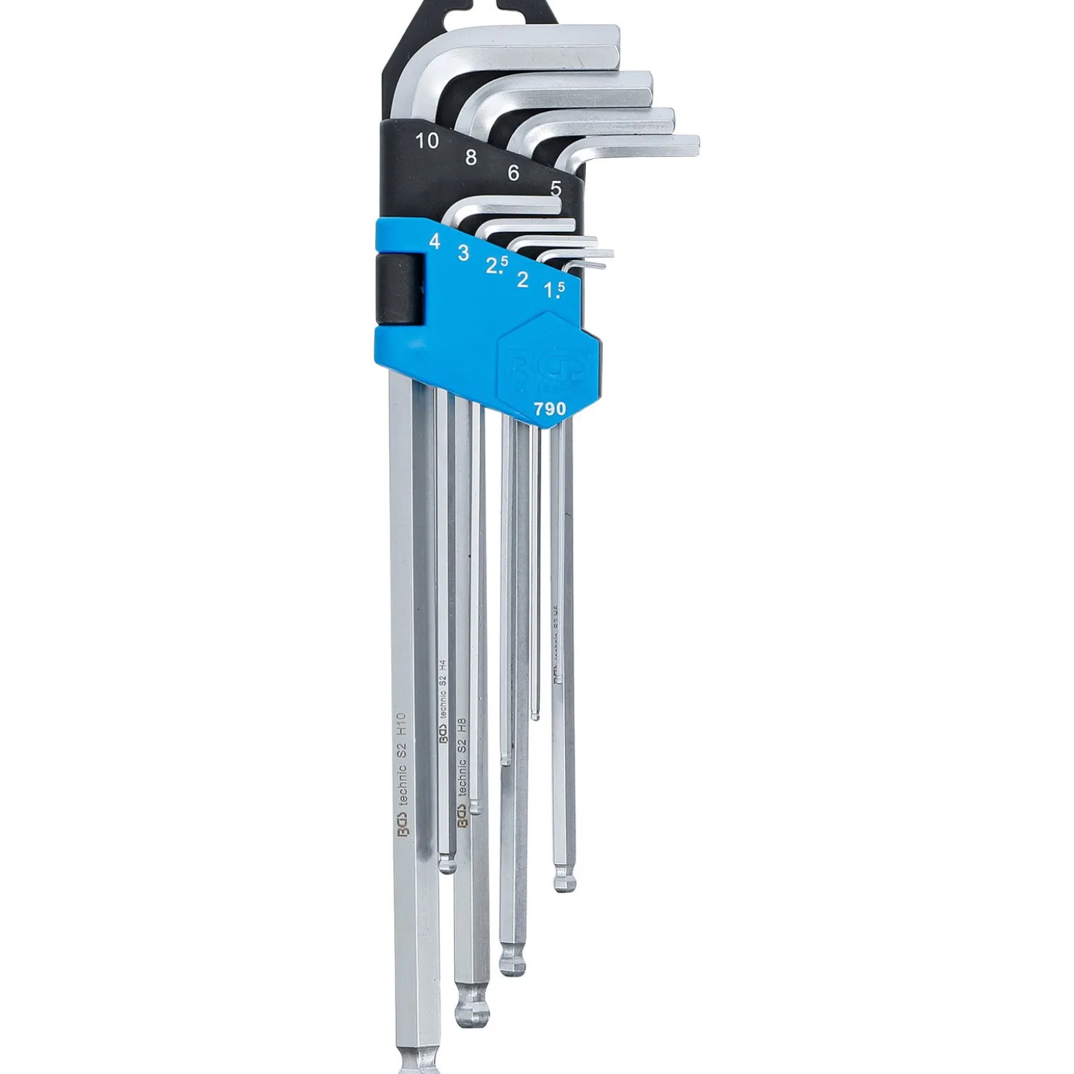 BGS Winkelschlüssel-Satz extra lang Innensechskant/Innensechskant mit Kugelkopf 1,5 - 10 mm 9tlg. - 790
