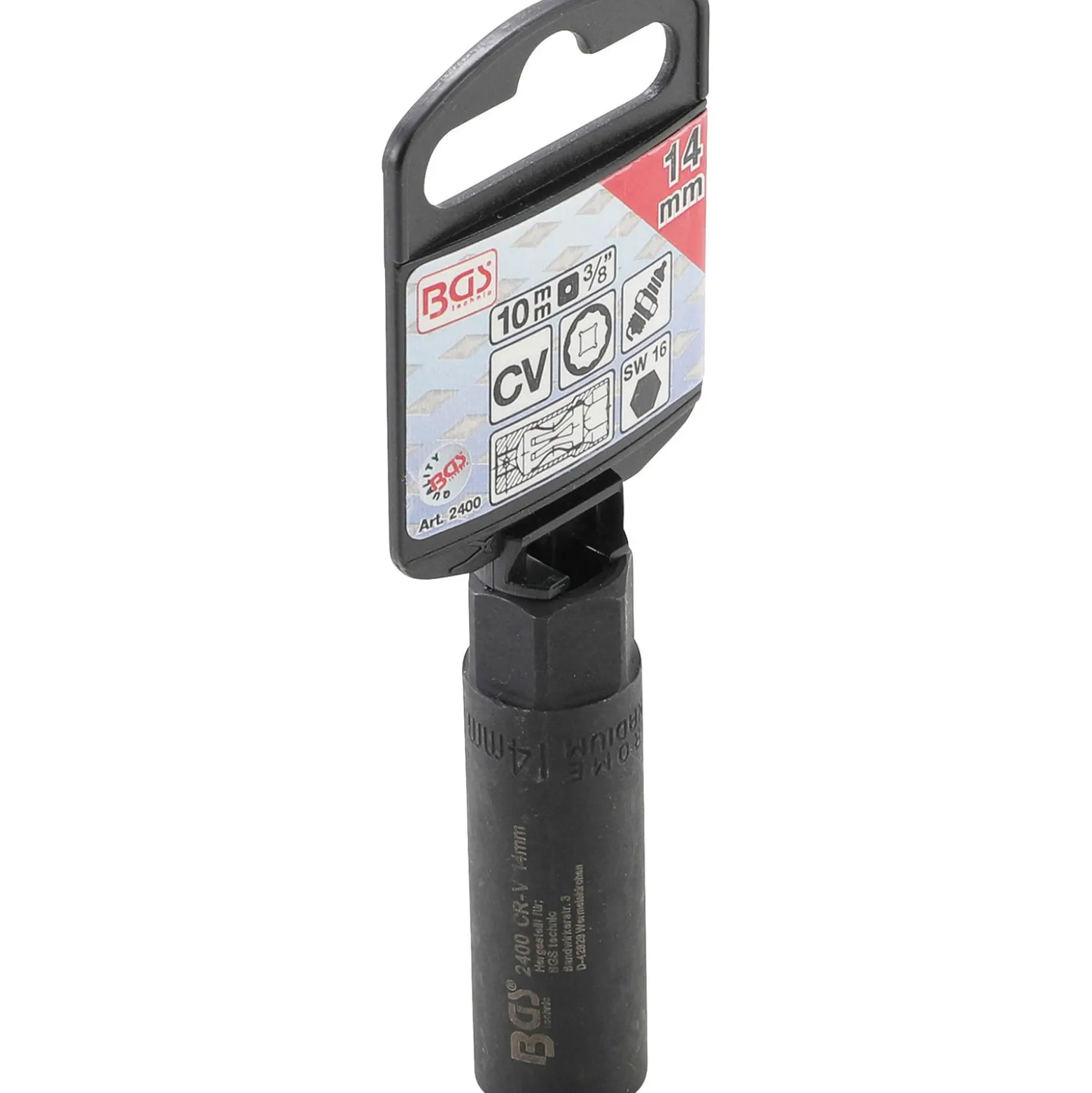 BGS Zündkerzen-Einsatz Sechskant Antrieb Innenvierkant 10 mm (3/8") SW 14 mm - 2400