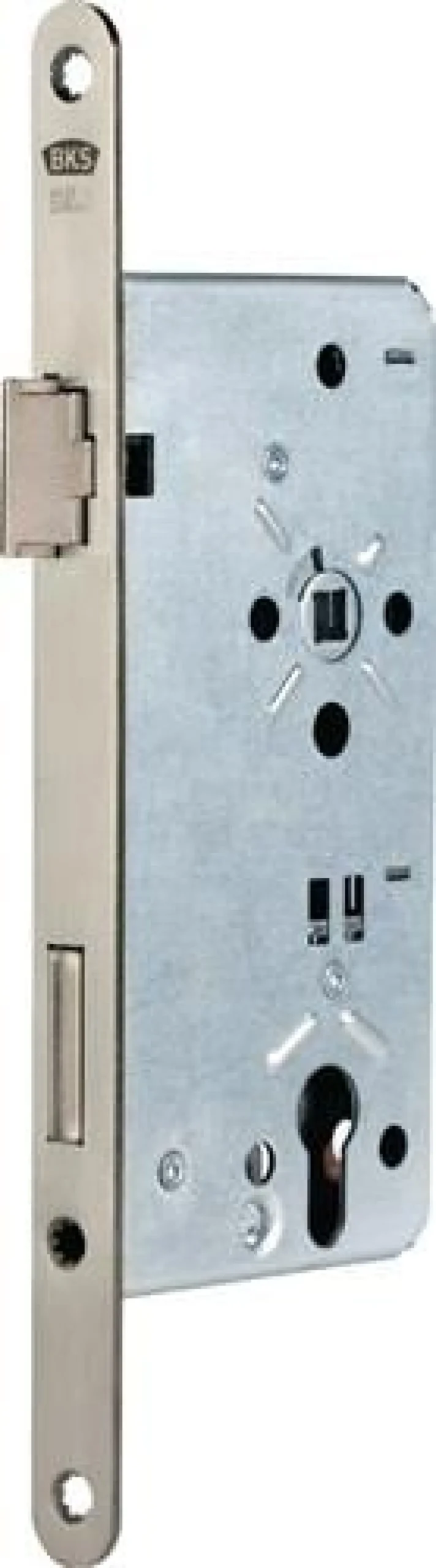 BKS Haustür-Einsteckschloss 0024 PZW 22/65/92/10mm DIN L silber rd - B-00240-15-L-1
