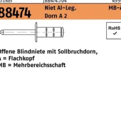 Blindniete R 88474 FLAKO 3,2x 9,5 Niet Aluminium/Dorn A 2 1000 Stück GESIPA