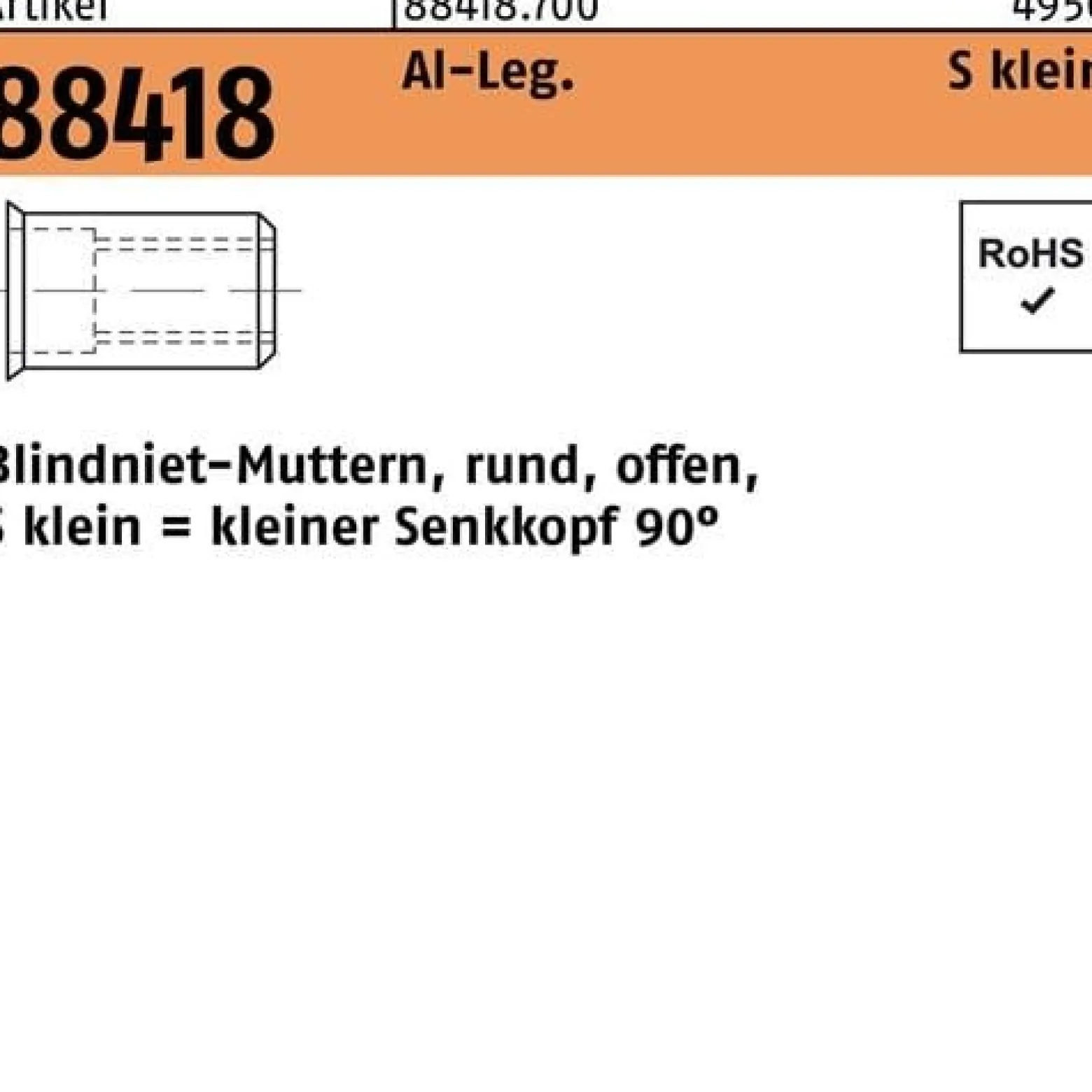Blindnietmutter R 88418 SEKO M5 /0,5 -3,0 Aluminium 500 Stück