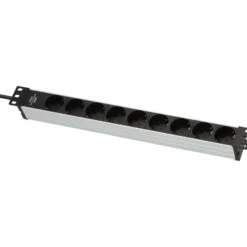 Brennenstuhl Alu-Line 19" Steckdosenleiste für Schaltschränke 9-fach schwarz/silber 2 m H05VV-F 3G1,5 ohne Schalter - 1390007009