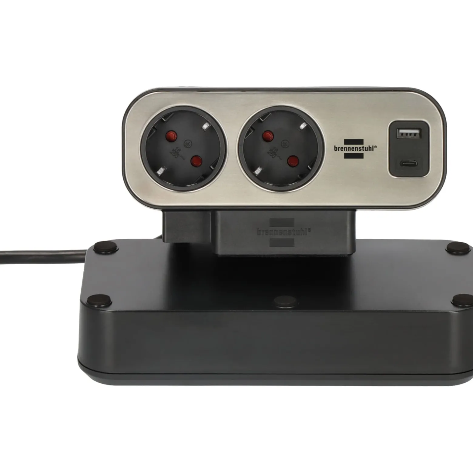 Brennenstuhl brennenstuhl®estilo Duplex Tischsteckdosenleiste, 1x USB C, 1x USB A, 10x Schutzkontakt-Steckdosen, silber/schwarz - 1153580200