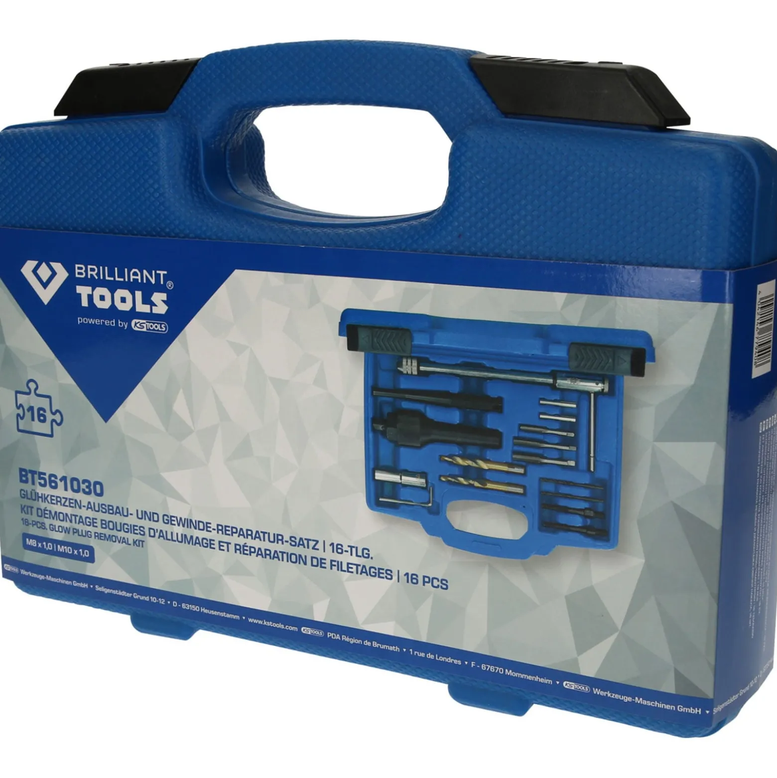 BRILLIANT TOOLS Glühkerzen-Ausbau- und Gewinde-Reparatur-Satz 16tlg. - BT561030