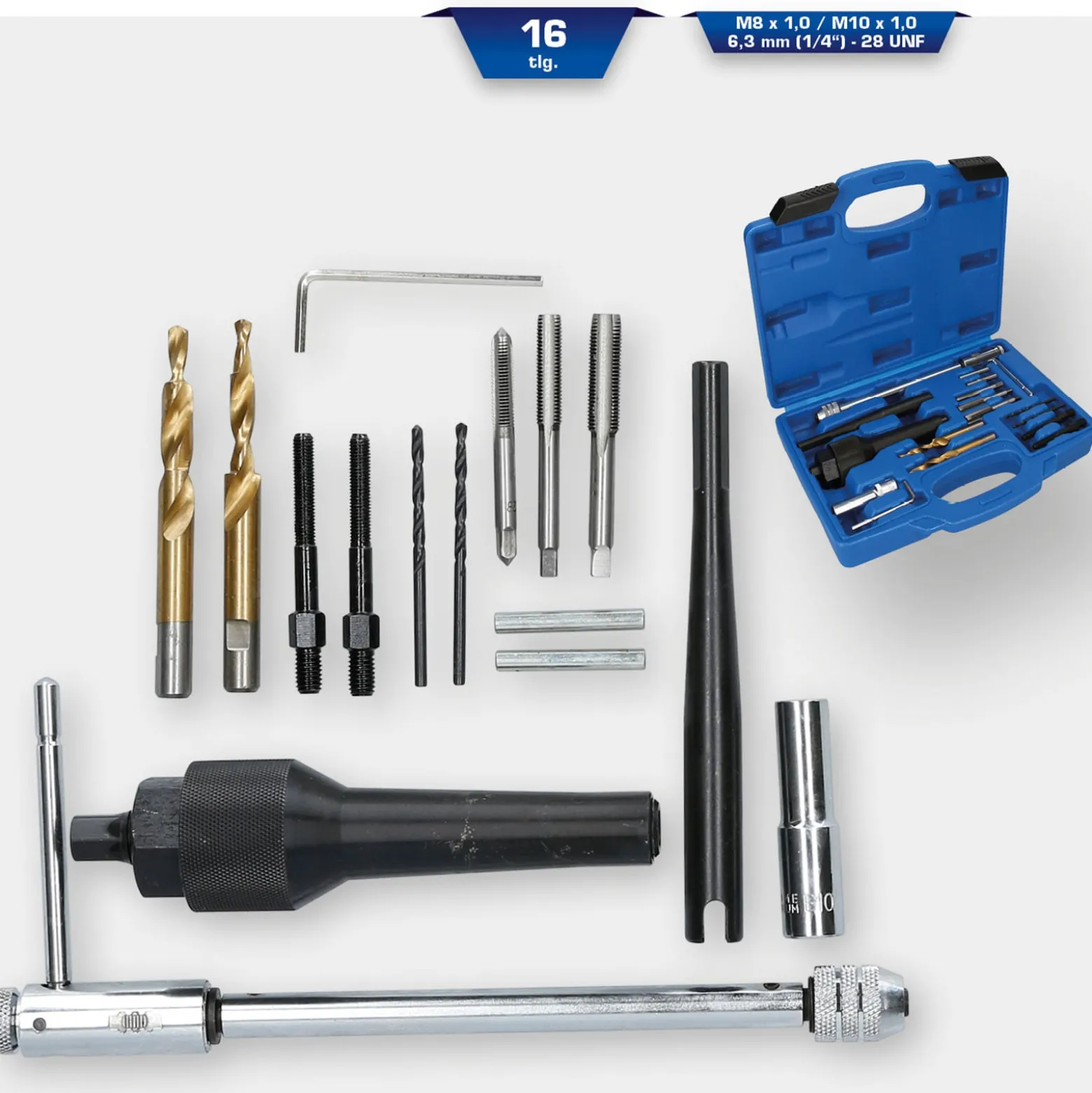 BRILLIANT TOOLS Glühkerzen-Ausbau- und Gewinde-Reparatur-Satz 16tlg. - BT561030