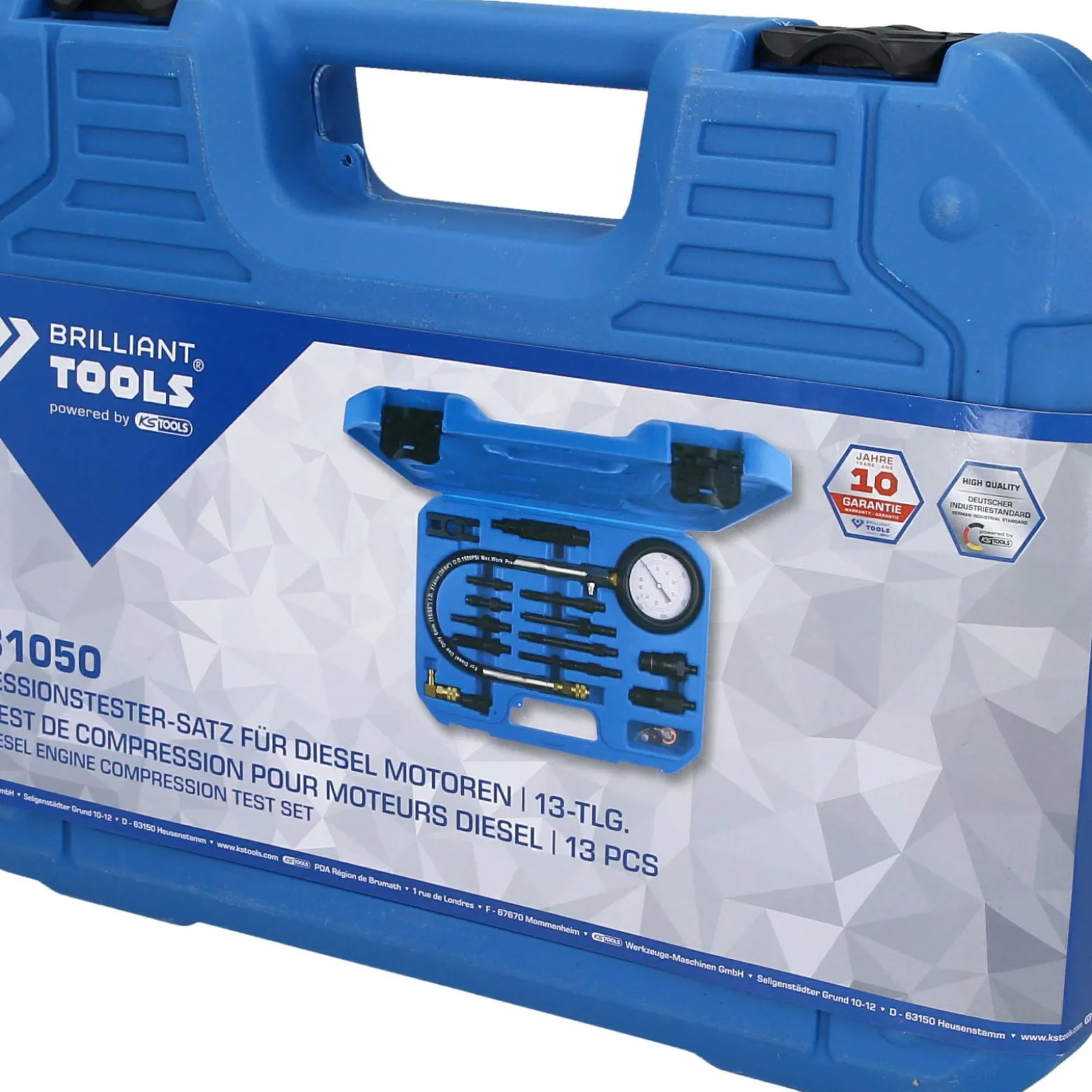 BRILLIANT TOOLS Kompressionstester-Satz für Diesel Motoren 15tlg. - BT581050