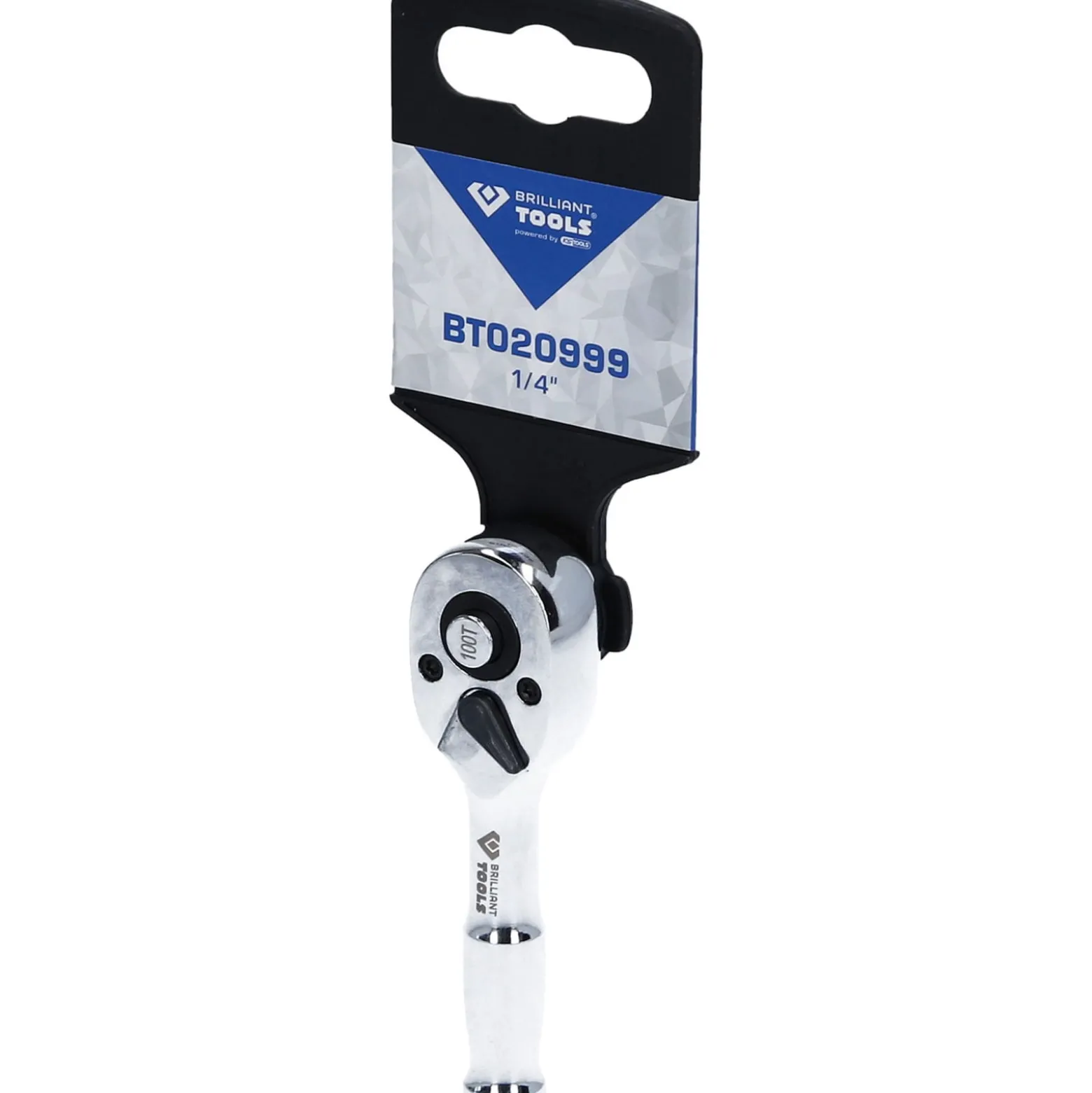 BRILLIANT TOOLS 1/4" Mini-Umschaltknarre mit Metallgriff 100 Zahn - BT020999