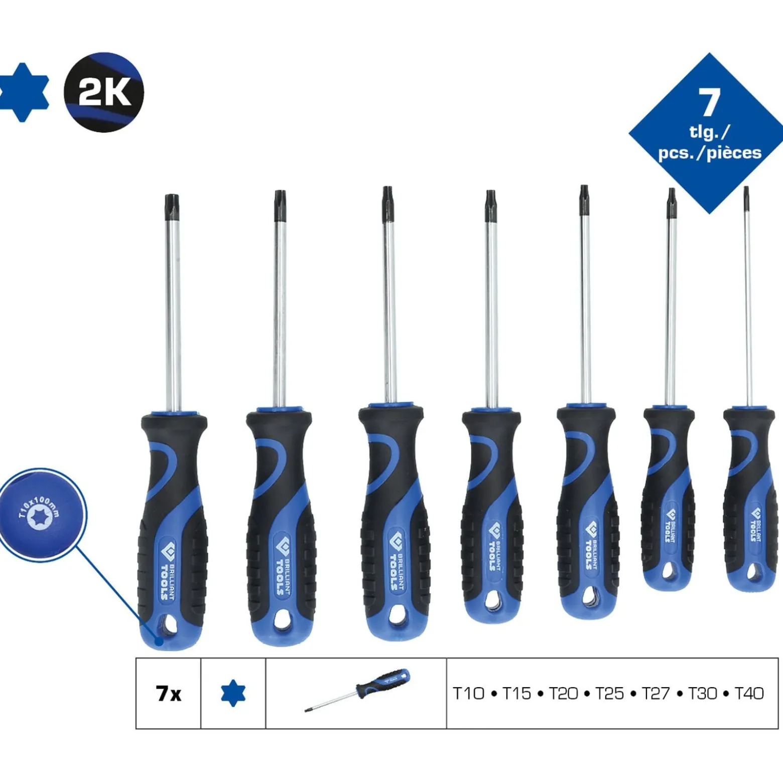 BRILLIANT TOOLS Schraubendreher-Satz 7tlg. Torx-Profil - BT034007