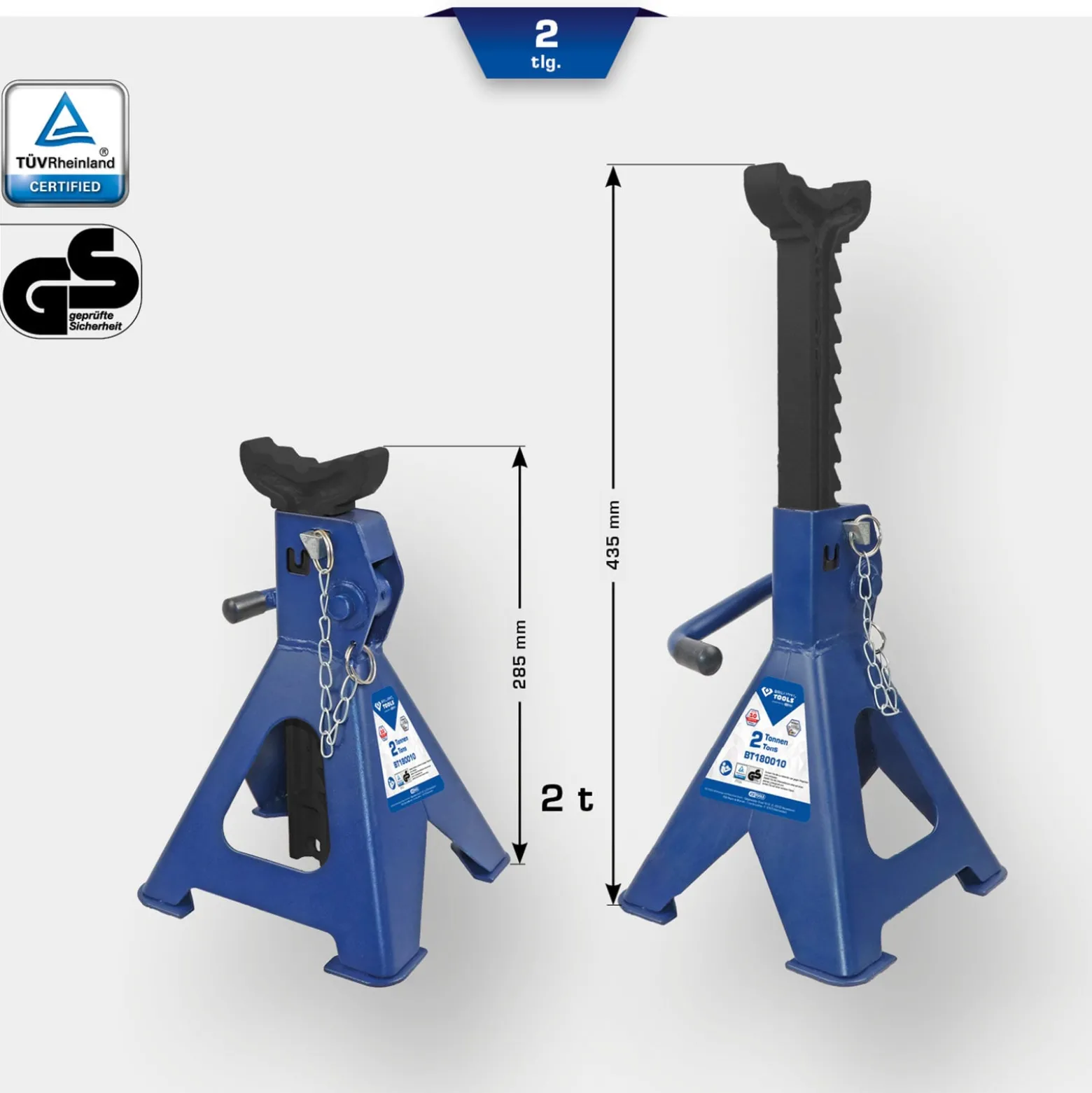 BRILLIANT TOOLS Unterstellböcke (Paar) mit Schnellentriegelung 2 Tonnen - BT180010