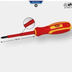 BRILLIANT TOOLS VDE Schraubendreher PH Phillips PH1 x 80 mm - BT068007